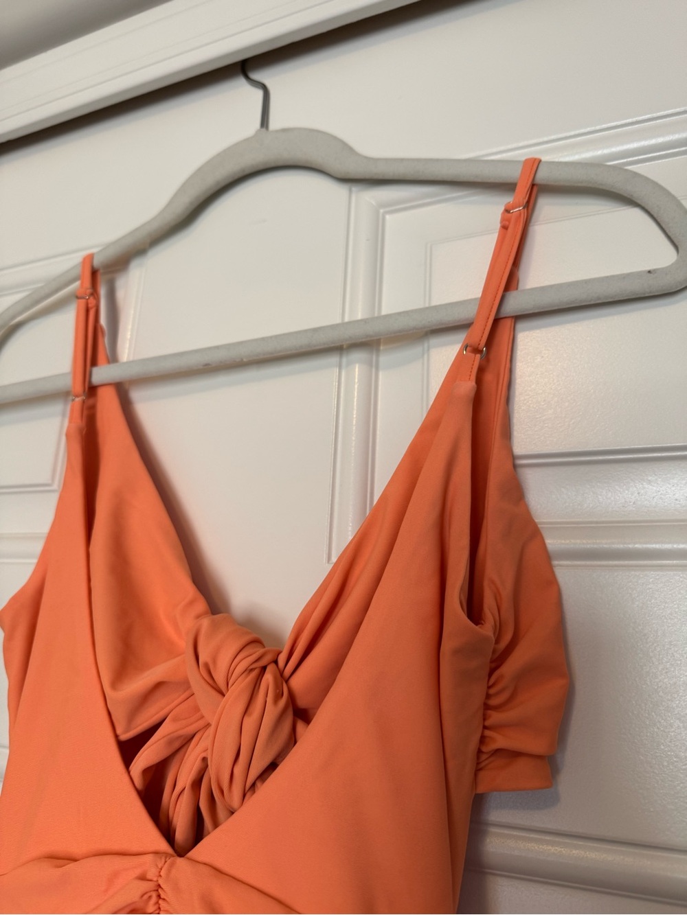 Tiger Mist Orange Tie-Front Ruched Mini Dress - Picture 4 of 7